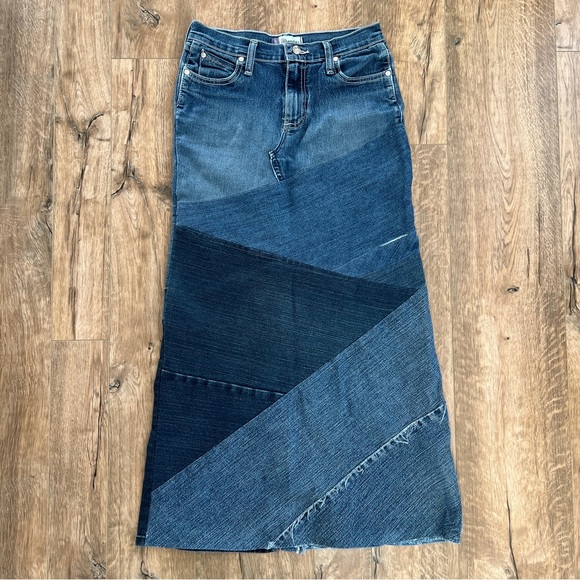 Wrangler Patchwork Denim Maxi Jean Skirt Size - Picture 7 of 16